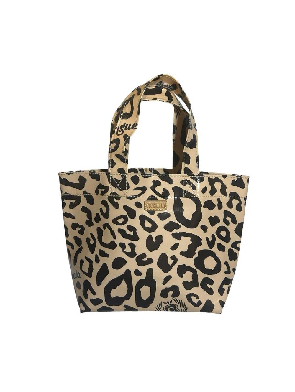 Consuela Leopard Print Mini Tote Bag Tan Black Small Carryall